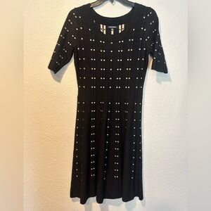 Black Lnit Dress with White Accents